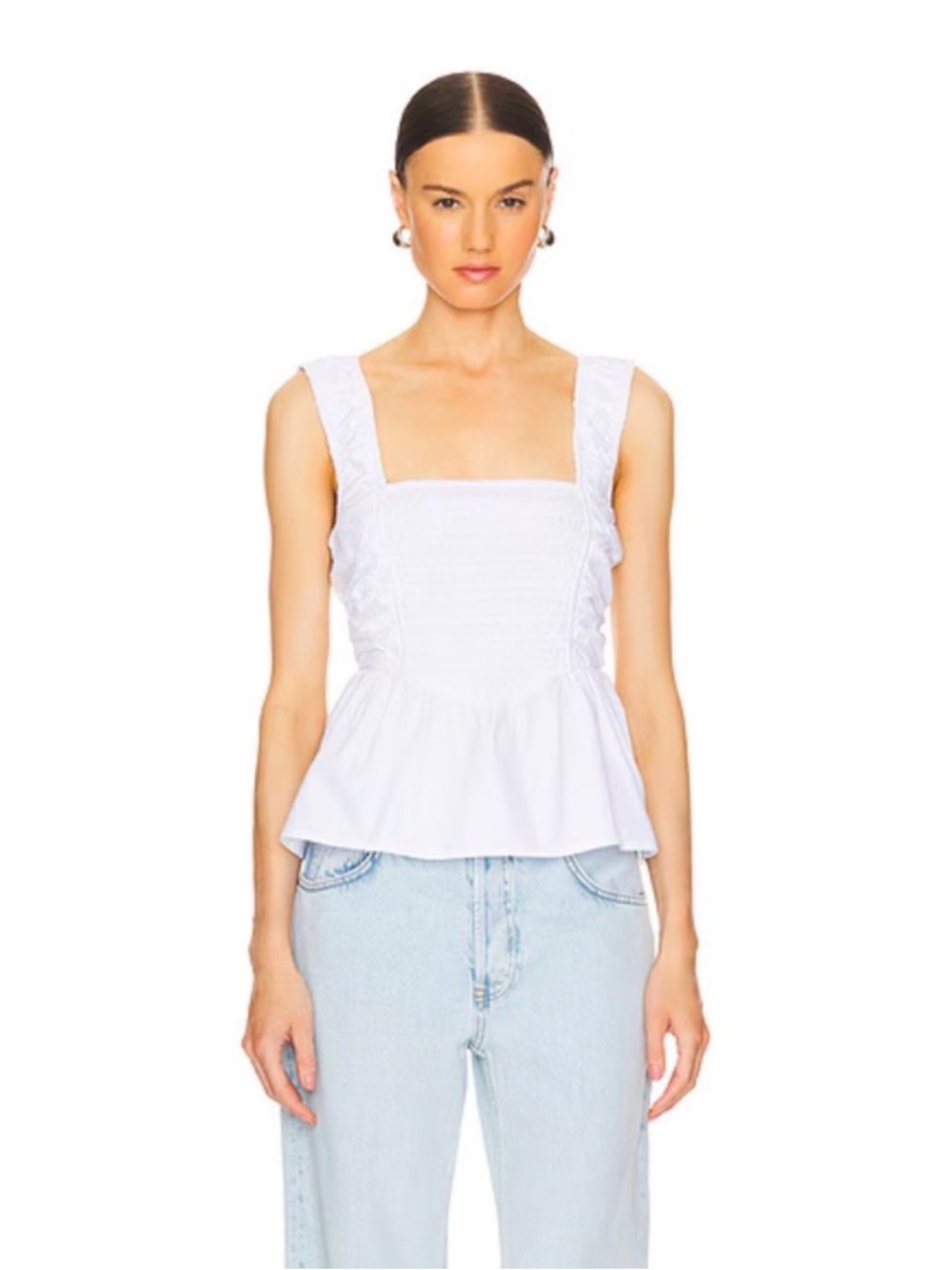 Ganni Smocked Peplum Tank